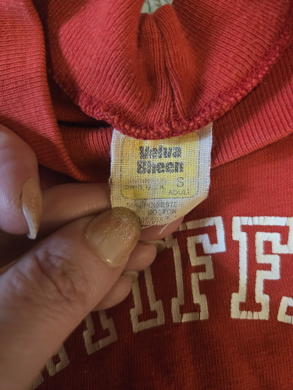 Vintage O.M. Tiffany Red Tigers Crop Top with Star-Patterned Sleeves S - Picture 4 of 7